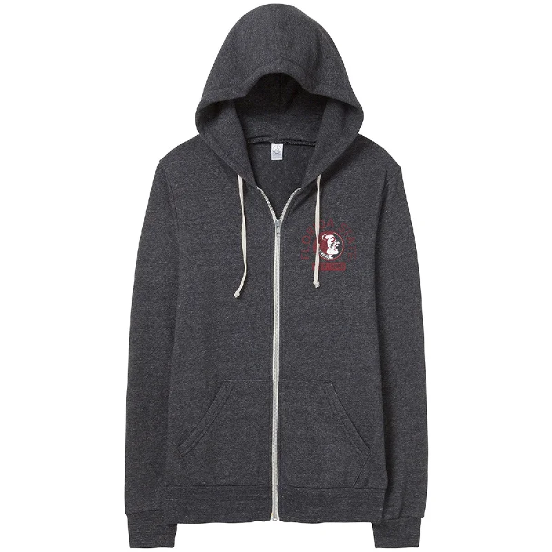 Men's Hoodies for WorkoutAlternative Apparel Adult/Unisex Vault Florida State Seminole Logo Full-Zip Tri-blend Hood - Black