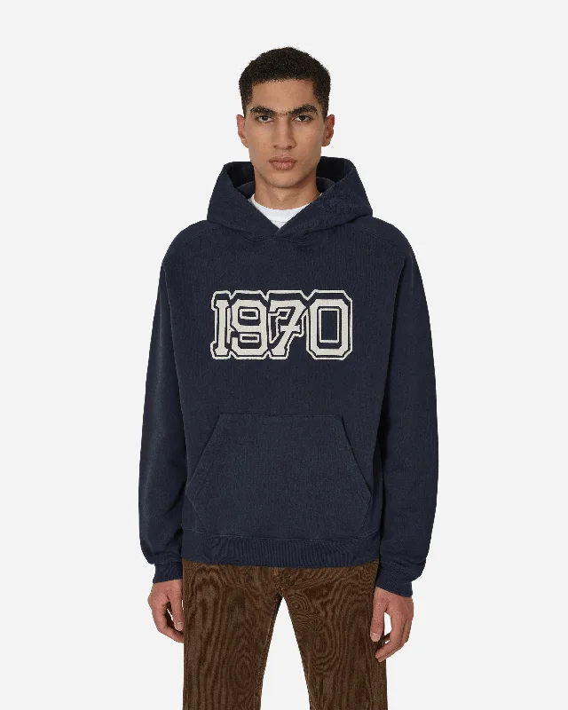 Men's Hoodies with Zippered PocketsVarsity Hooded Sweatshirt Blue