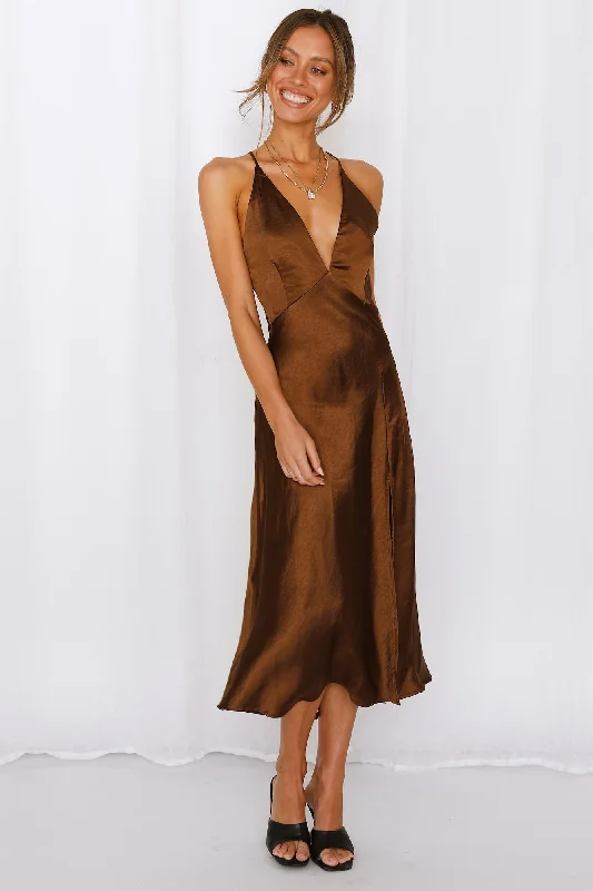 La Di Da Midi Dress Brown