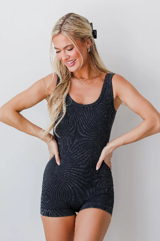 FINAL SALE - Down For Whatever Ribbed Seamless Romper - DU DEAL