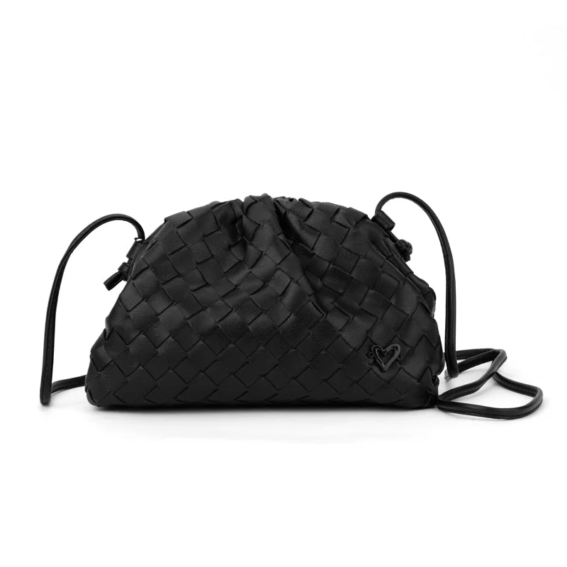 Elgin Woven Vegan Leather Crossbody Clutch - Black