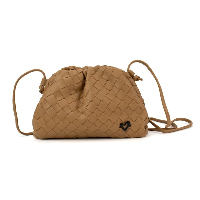 Elgin Woven Vegan Leather Crossbody Clutch - Tan