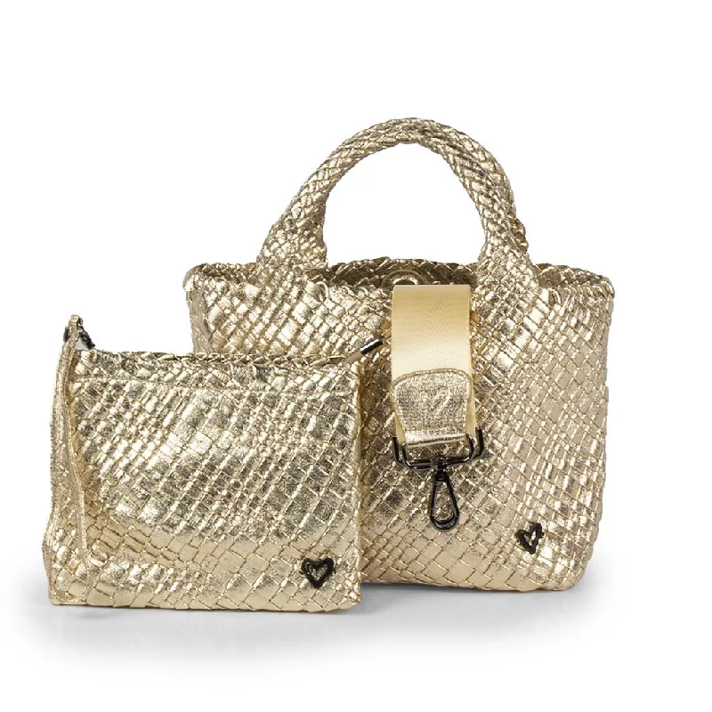 NEW: Brandon Small Woven Tote - Gold