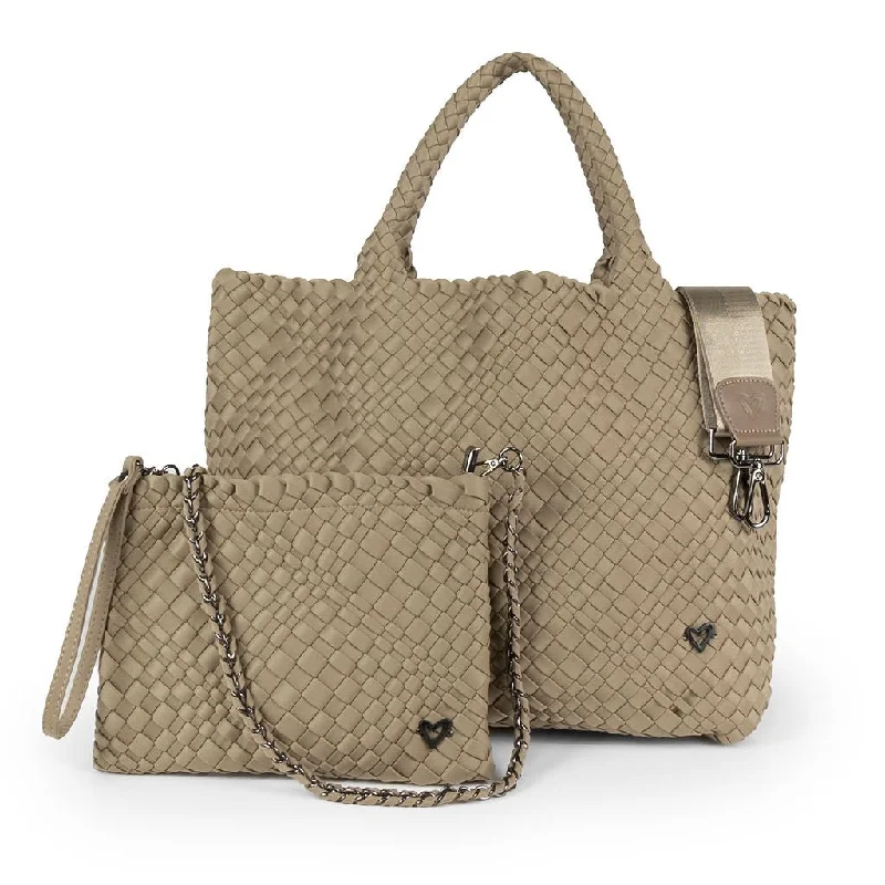 NEW: London Large Woven Tote - Stone