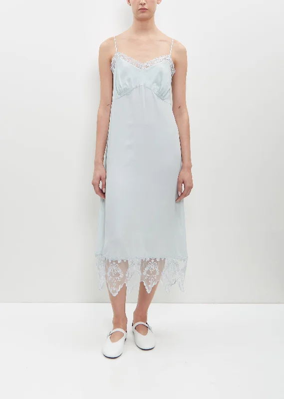 Lace Trim Slip Dress — Duck Egg