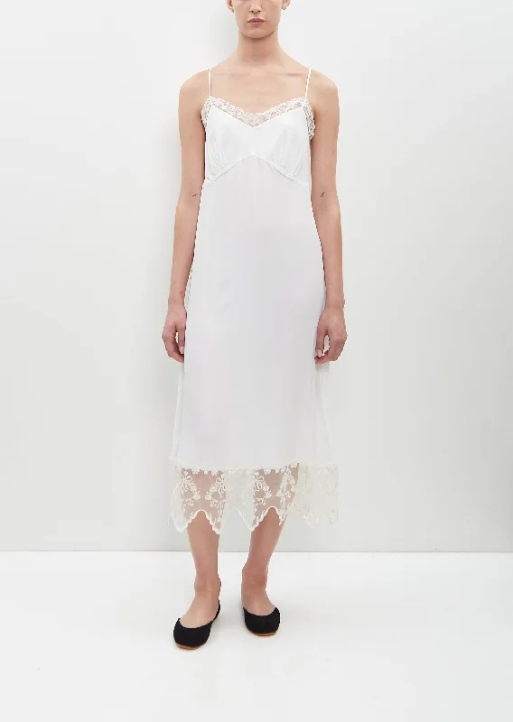 Lace Trim Slip Dress — Ivory