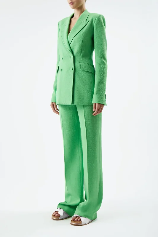 Stephanie Blazer in Fluorescent Green Virgin Wool Crepe