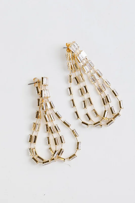 Alexis Gold Rhinestone Teardrop Hoop Earrings