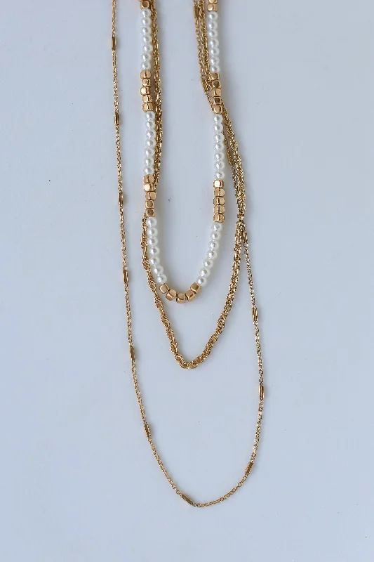 FINAL SALE - Gianna Gold Beaded Layered Necklace