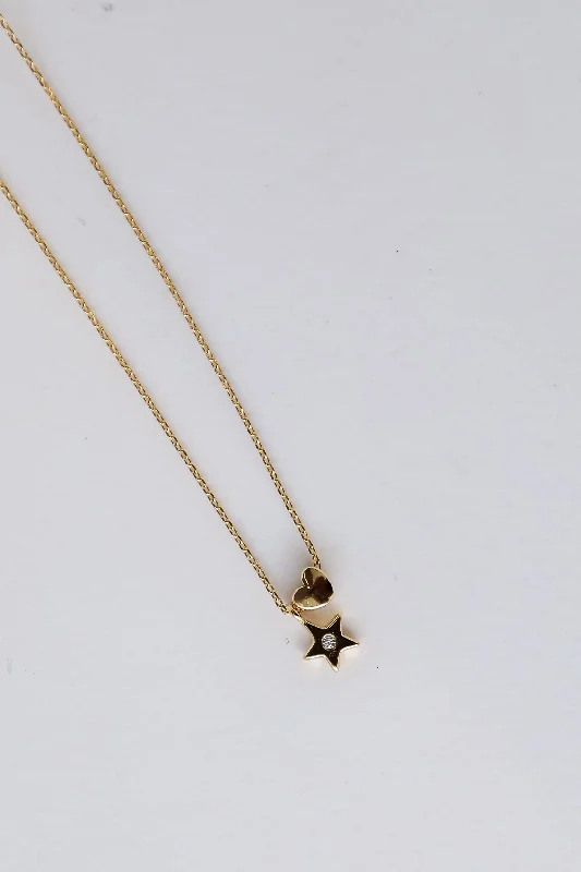 FINAL SALE - Missy Gold Star + Heart Charm Necklace