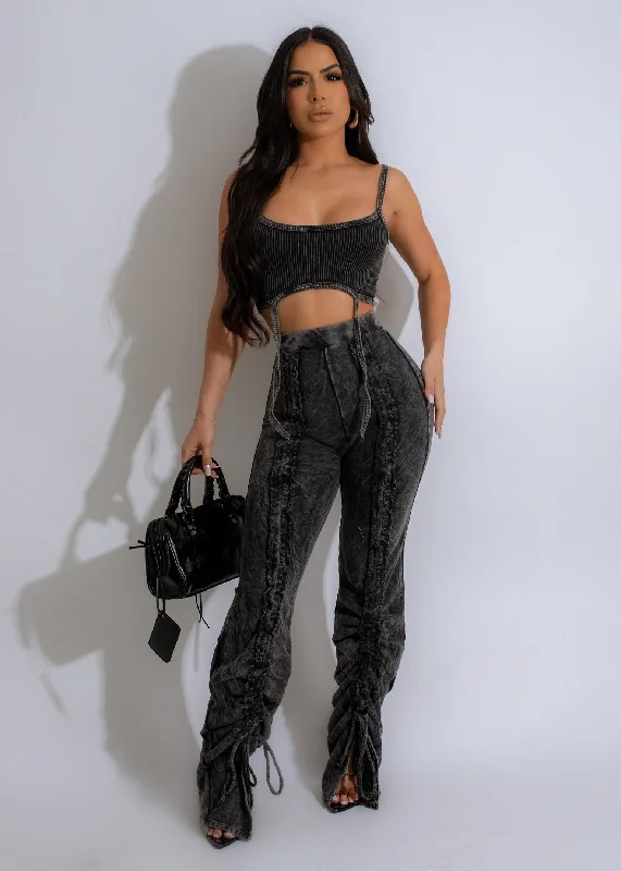 Better Impossible Ribbed Pant Set Black