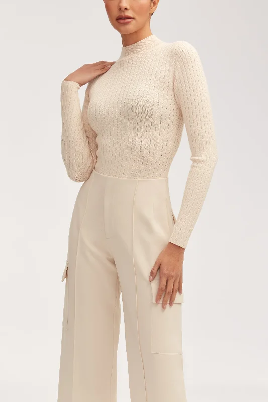 Blair Wide Rib Knit Bodysuit - Off White