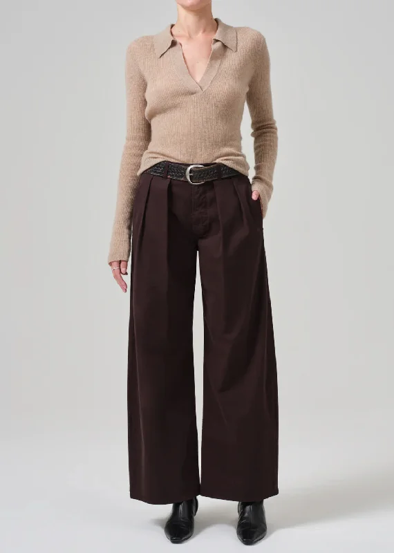 Cara Cropped Pleated Trouser - Clove