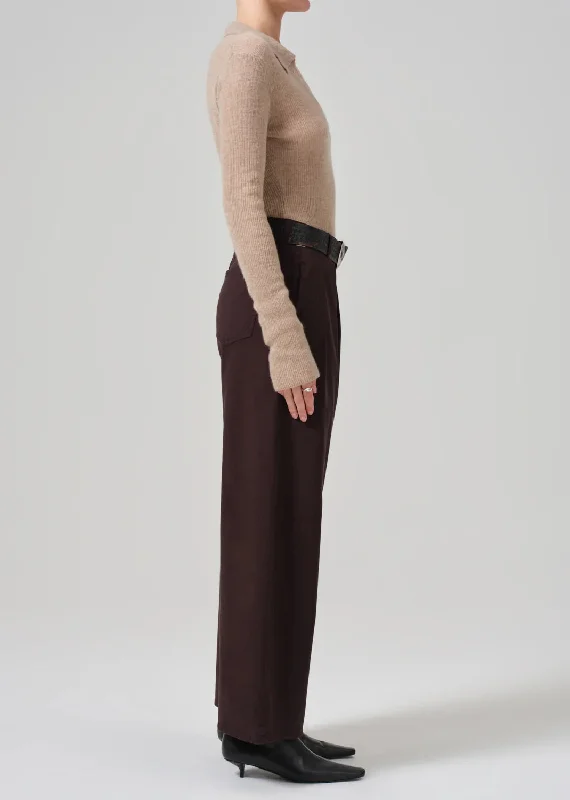 Cara Cropped Pleated Trouser - Clove