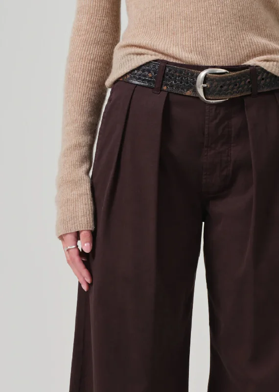 Cara Cropped Pleated Trouser - Clove