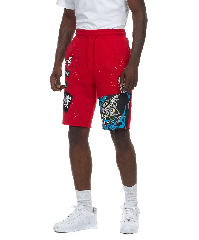 Demon Fleece Shorts - Red