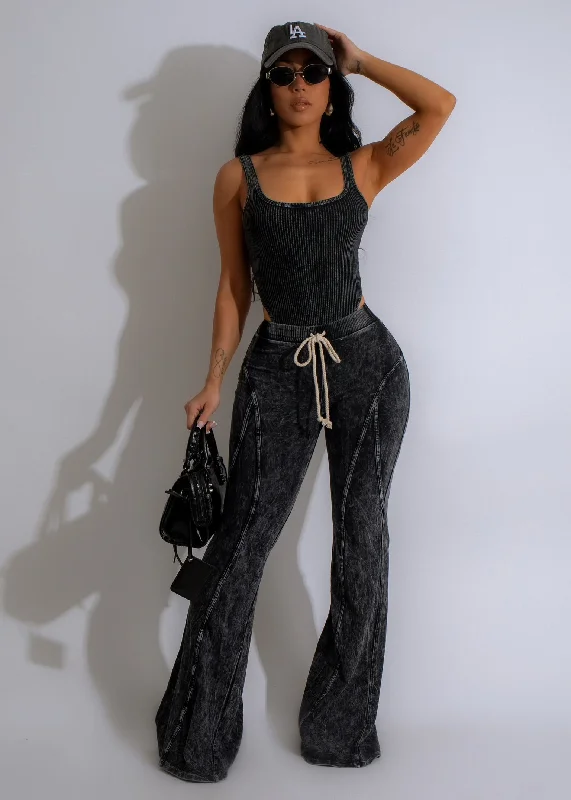 Dreamy Choice Ribbed Pant Set Black