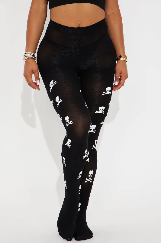 Glow In The Dark Skulls Tights - Black