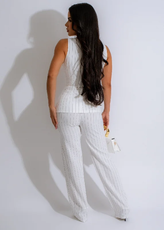 Going Places Stripes Pant Set White