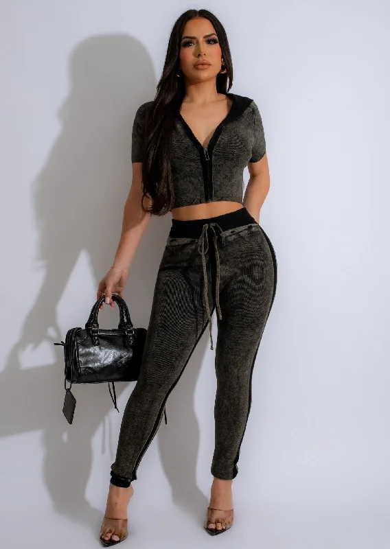 I'm Capricious Knit Jogger Set Black