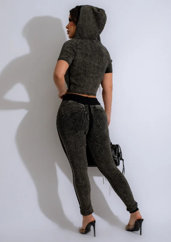 I'm Capricious Knit Jogger Set Black