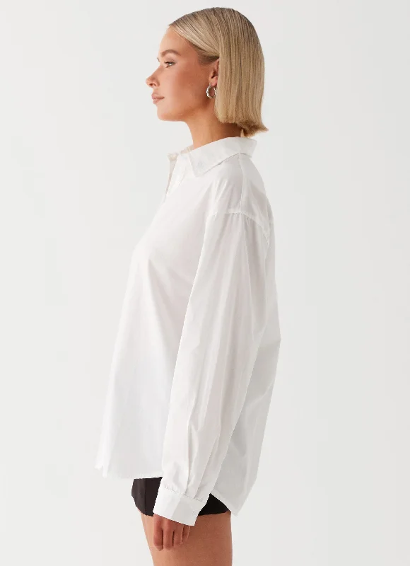 Laurel Long Sleeve Oversized Shirt - White