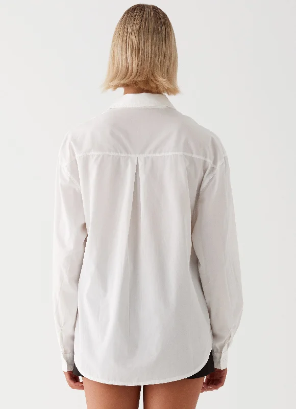 Laurel Long Sleeve Oversized Shirt - White