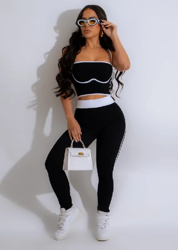 On The Go Ribbed Legging Set Black