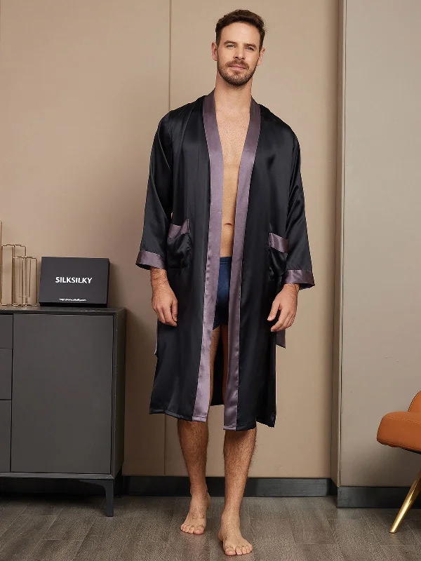 Pure Silk Classic Long Sleeve Mens Dressing Gown