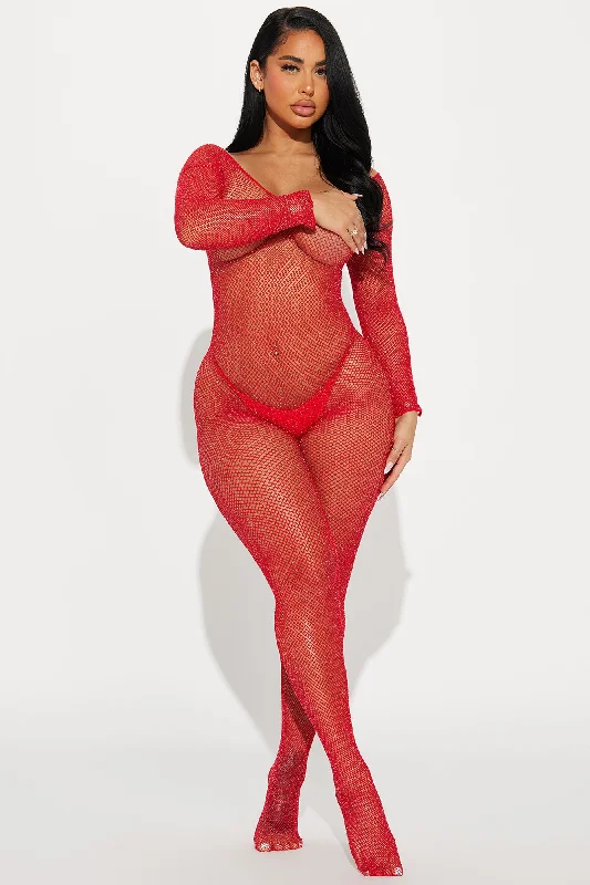 Risque Flirting Jumpsuit Bodystocking - Red