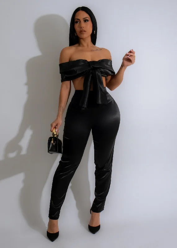 Rule The World Silk Pant Set Black