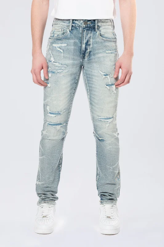 Slim Lightning Effect Jeans - Maxwell Blue