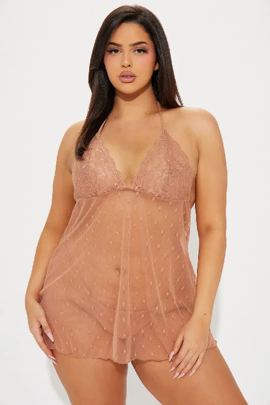 Sultry Moments Lace Babydoll - Mocha