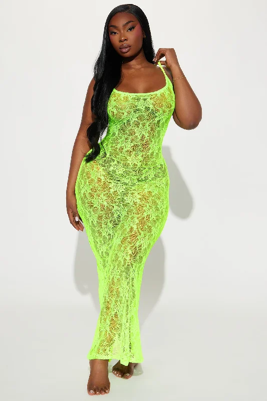 Sultry Moments Lace Maxi Gown Babydoll - Lime