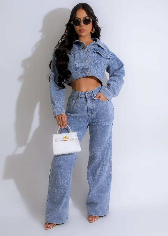 Tin Heart Pant Set Light Denim