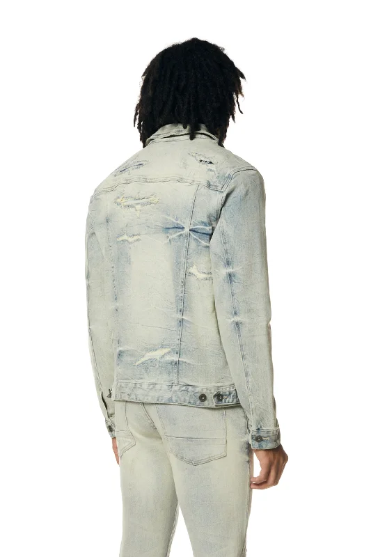 Wave Effect Jean Jacket - Leo Blue