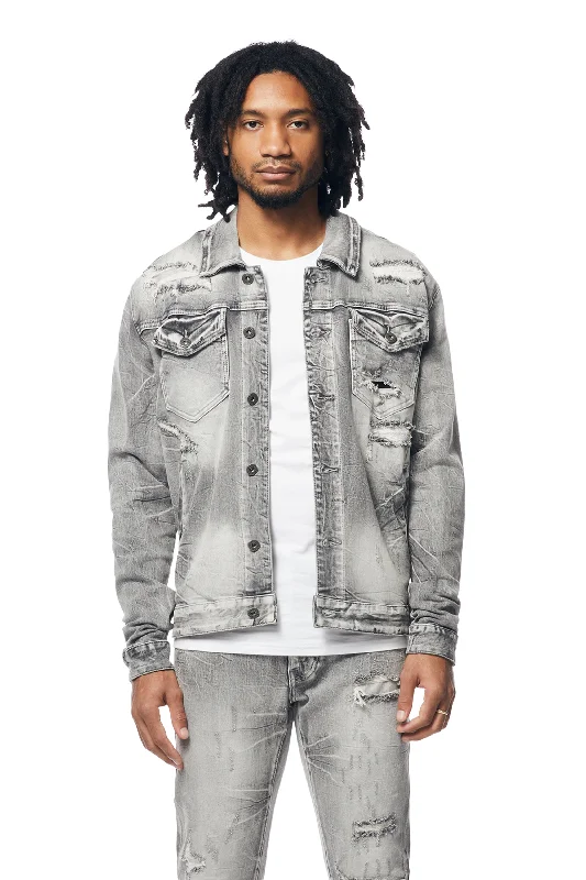 Wave Effect Jean Jacket - Union Grey