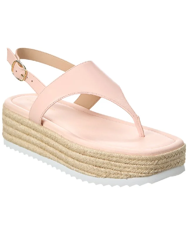 Stuart Weitzman Mel Leather Espadrille Flatform Sandal