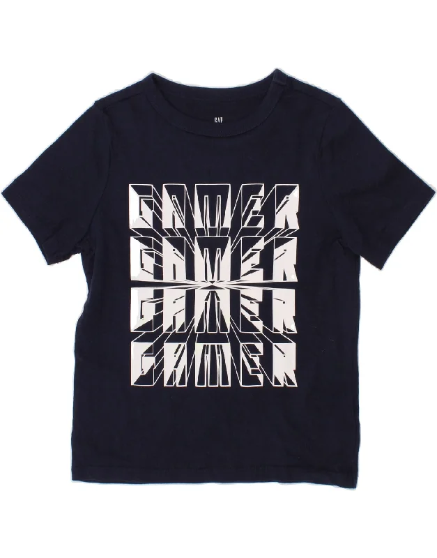 Stylish Men's HenleysGAP Boys Graphic T-Shirt Top 4-5 Years XS Navy Blue Cotton